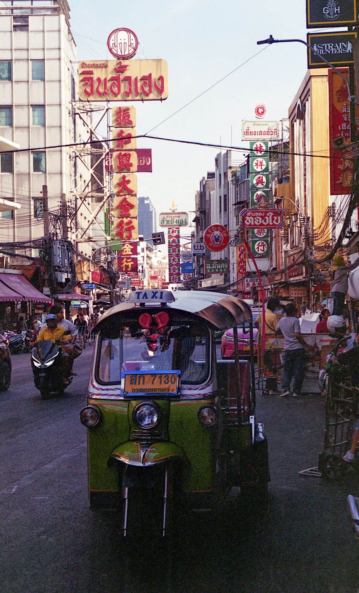 Tuk-tuk in Yaowarat Chinatown in Bangkok Thailand 35mm film photography