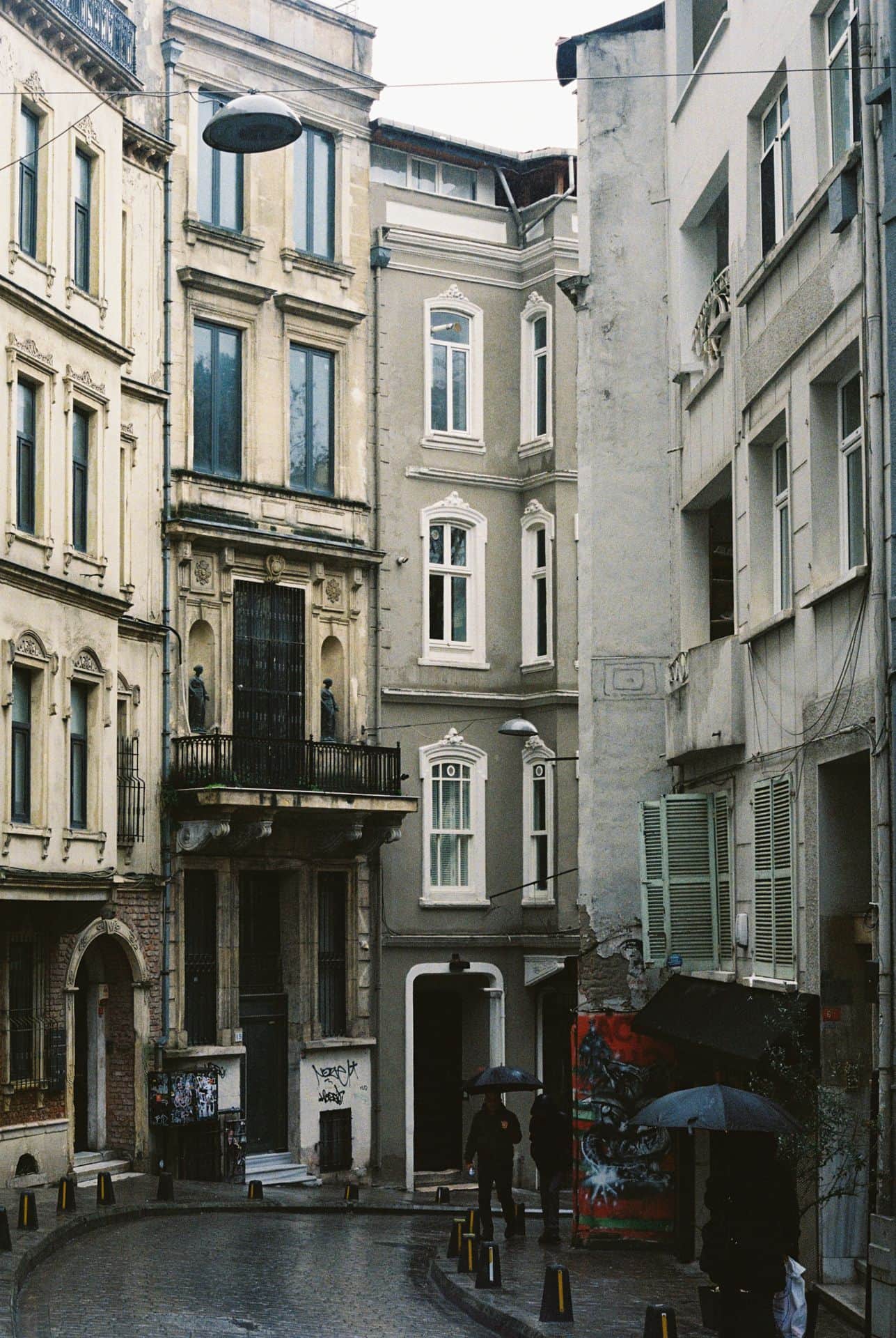 Rainy street in Istanbul 35mm film photography